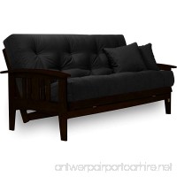 Westfield Rich Espresso Futon Frame - Large Queen Size Warm Black Finish Made of Solid Wood Mission Style Futon Sofa Sleeper Frame with Curved Arms Easy Operating Bifold Design - B074WL34S9