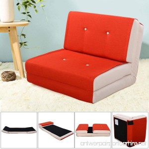 Apontus Fold Down Chair Flip Out Lounger Convertible Sleeper Bed Couch Game Dorm Orange - B079NQ3LDW