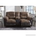Ashley Furniture Signature Design - Follett Overstuffed Upholstered Double Reclining Loveseat w/Console - Contemporary - Coffee - B01JAD0CHS