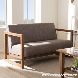 Baxton Studio Valencia Mid-Century Modern Walnut wood Finished Gravel Fabric Upholstered 2-Seater Loveseat - B01MU1GZIK