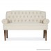 Belleze Button Tufted Mid-Century Settee Upholstered Vintage Sofa Bench with Linen Fabric Wood Legs White - B0792J9FFZ