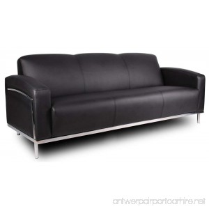Boss Office Products BR99003-BK CaressoftPlus Sofa with Chrome Finish in Black - B002FB6ZG0