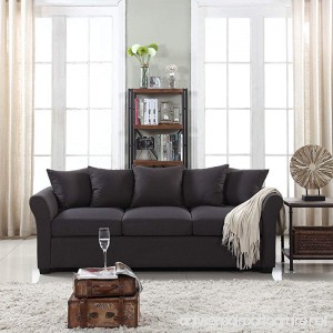 Classic and Traditional Ultra Comfortable Linen Fabric Sofa - Living Room Fabric Couch (Dark Grey) - B06ZZCDG5S