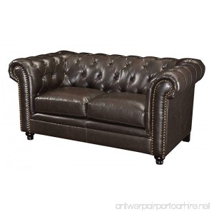 Coaster Roy Traditional Button Tufted Love Seat with Rolled Back and Arms Brown - B00FRU301E