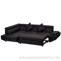 Corner Sofa Bed  2 Piece Modern Contemporary Faux Leather Sectional Sofa Black - B074YXX9DK