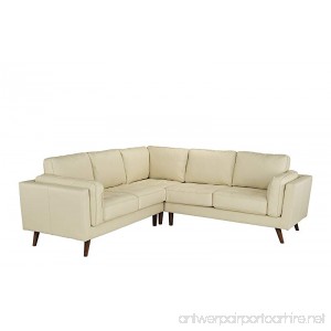 Divano Roma Furniture - Mid Century Modern Tufted Real Leather Sectional Sofa (Beige) - B07BSSVLRW