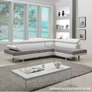 Divano Roma Furniture Modern Contemporary Designed Two Tone Microfiber and Bonded Leather Sectional Sofa - B01IE7X8AO