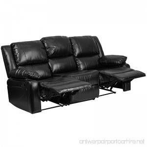 Flash Furniture Harmony Series Black Leather Sofa with Two Built-In Recliners - B01NALUGCI