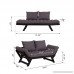 HOMCOM Single Person 3 Position Convertible Couch Chaise Lounger Sofa Bed - Black/Dark Charcoal Grey - B07DL1FXKR