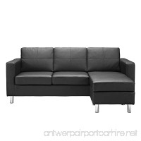 Modern Bonded Leather Sectional Sofa - Small Space Configurable Couch - Colors Black  White (Black) - B013D921GU