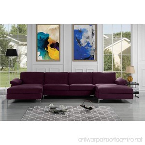 Modern Large Velvet Fabric U-Shape Sectional Sofa Double Extra Wide Chaise Lounge Couch (Purple) - B076TWDRCG