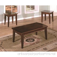 American Furniture Classics Three piece Coffee and End Tables Set with Detailed Dentil Molding Accents  Cherry Veneer - B01HTL8F7M