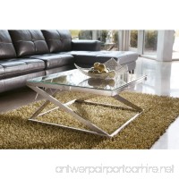 Ashley Furniture Signature Design – Coylin Square Cocktail Table – Contemporary Glass Coffee Table – Silver - B007L7JCJU