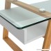 bonVIVO Designer Coffee Table Donatella Modern Coffee Table For Living Room White Coffee Table Coffee or Side Table With Natural Wood Frame and Glass Top Coffee Tables - B06VVXJ6BH
