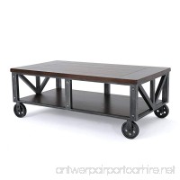 Dresden Industrial Rustic Wood Faux Wood Coffee Table with Antique Black Iron Frame - B0778WPY5T
