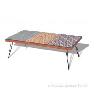 Festnight Retro Vintage Style Coffee Table with Durable Metal Legs 47.2x 23.6x 15 Brown/Grey - B077P6L28Q