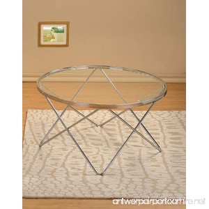 Modern Design Chrome Finish With Glass Top Round Cocktail Coffee Table - B00OB7HGR8