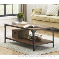 O&K Furniture Industrial Rectangular Coffee Table with Storage Bottom Shelf  Brown 1-Pcs - B076S4JP1W