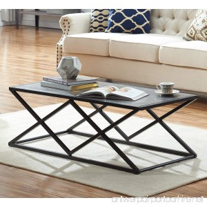 O&K Furniture Modern Industrial Cocktail Coffee Table with Black Metal Frame for Living Room & Office Gray Finish 1-Pcs - B0783BHWHN