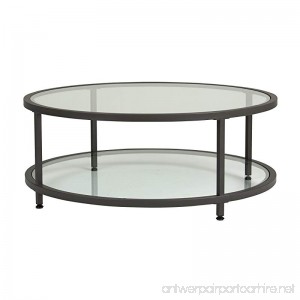 Studio Designs Home 71003.0 Camber Round Coffee Table In Pewter With Clear Glass - B01DGMLMZA