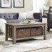WE Furniture 40 Wood Storage Coffee Table with Totes - Driftwood - B01MQILE36