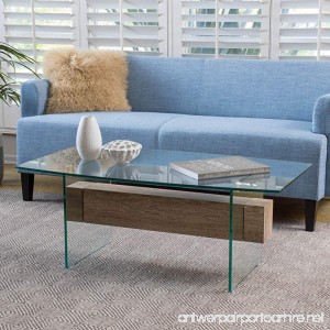 Wilmington Tempered Glass and Wood Coffee Table - B01NCHL6RY