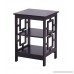 Black Finish Wooden Square Design Chair Side End Table with 3-tier Shelf - B075HVTFPC