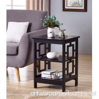 Black Finish Wooden Square Design Chair Side End Table with 3-tier Shelf - B075HVTFPC