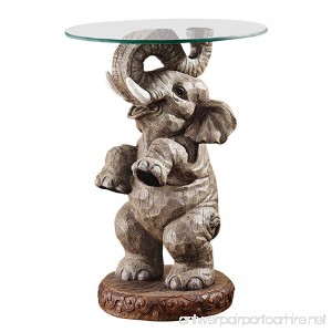 Design Toscano Good Fortune Elephant African Decor Glass Topped Side Table 21 Inch Polyresin Full Color - B003M0JV5K