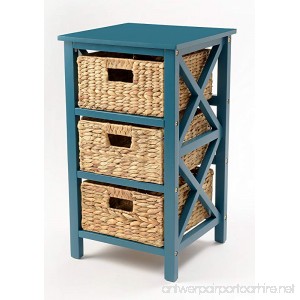 eHemco 3 Tier X-side End Table/Storage Cabinet with 3 Baskets(Teal) - B079XSQGCZ