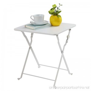 Finnhomy Small Square Folding Side End Table Sofa Table Tray Side Table Snack Table Metal Anti-Rusty Outdoor and Indoor Use for Little Stuff Multi-use White - B01MU3TTBC
