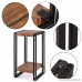 FIVEGIVEN Accent Side Table for Small Spaces End Table for Living Room/Bedroom Modern Wood and Metal Brown - B078RCXFLY
