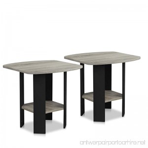 Furinno 2-11180GYW Simple Design End Table (Set of 2) Oak Grey/Black - B01D30R1RS
