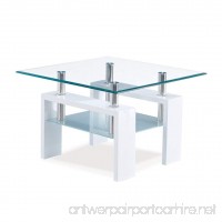 Global Furniture Clear/Frosted Occasional End Table with Glossy White Legs - B00B0U5JAU