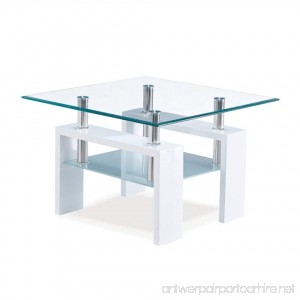 Global Furniture Clear/Frosted Occasional End Table with Glossy White Legs - B00B0U5JAU