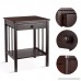 HOMFA Bamboo Night Stand End Table with Drawer and Storage Shelf Multipurpose Home Furniture Dark Brown - B07CHK1T1S