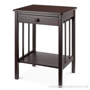 HOMFA Bamboo Night Stand End Table with Drawer and Storage Shelf Multipurpose Home Furniture Dark Brown - B07CHK1T1S