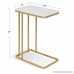 Kate and Laurel 213078 Credele Marble Sofa Side C-Table Metal Base Gold - B07D7DDNZF