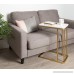 Kate and Laurel 213078 Credele Marble Sofa Side C-Table Metal Base Gold - B07D7DDNZF