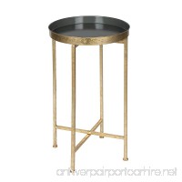 Kate and Laurel Celia Round Metal Foldable Tray Accent Table  Gray and Gold - B06XH91LC2