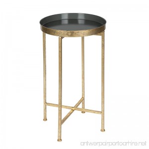 Kate and Laurel Celia Round Metal Foldable Tray Accent Table Gray and Gold - B06XH91LC2