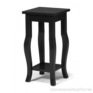Kate and Laurel Lillian Wood Pedestal End Table Curved Legs with Shelf Black - B01H41VI3A