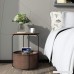 Lifewit Round Large Side Table End Table Nightstand with Storage Basket Modern Collection Espresso - B076FYQ3FH
