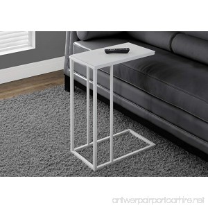 Monarch Specialties White Metal Accent Table with Frosted Tempered Glass - B00QUEA3S4