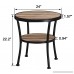 O&K Furniture Round End Table/Side Table/Nightstand - Rustic Industrial Style Vintage Brown Finish(1-Pcs) - B07B4T7P9B