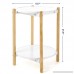 SONGMICS 2-Tier Side Table Scandinavian End Table with Removable Trays Round Coffee Table with Solid Pine Legs Nature White ULET08WN - B078WPF4LH