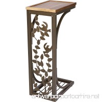 Trademark Innovations 2’ Side Sofa Snack Table with Acacia Wood Top and Bird Motif - B01AAZMTJE
