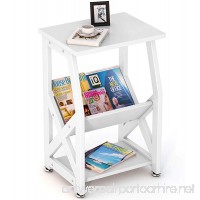 Tribesigns Modern Chairside End Table Nightstand with Storage Shelves for Bedroom  Living Room  Entryway  Sturdy Metal Frame (White) - B07BS1JRTT