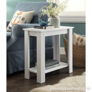 White Finish 2-tier Chair Side End Table with Shelf - B01LYSG7JF