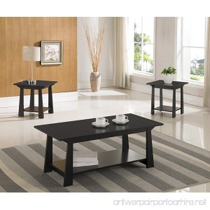 3-Piece Kings Brand Casual Coffee Table & 2 End Tables Occasional Set Black Finish Wood - B01K0AZD74